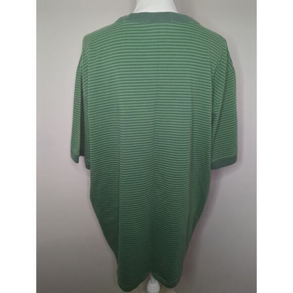 Polo Jeans Co Ralph Lauren Vintage logo 90s green striped short sleeve shirt - Picture 4 of 7